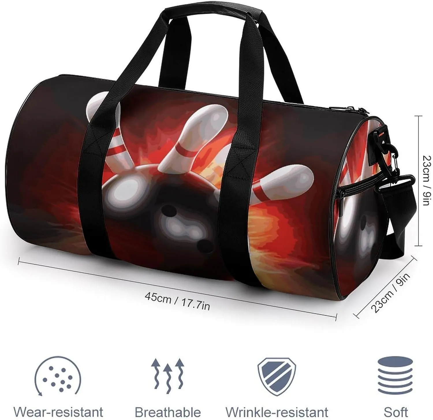Bowling Ball Gym Bag Small Travel Duffle Bag with Compartment Carry On Weekender Bag for Women Men