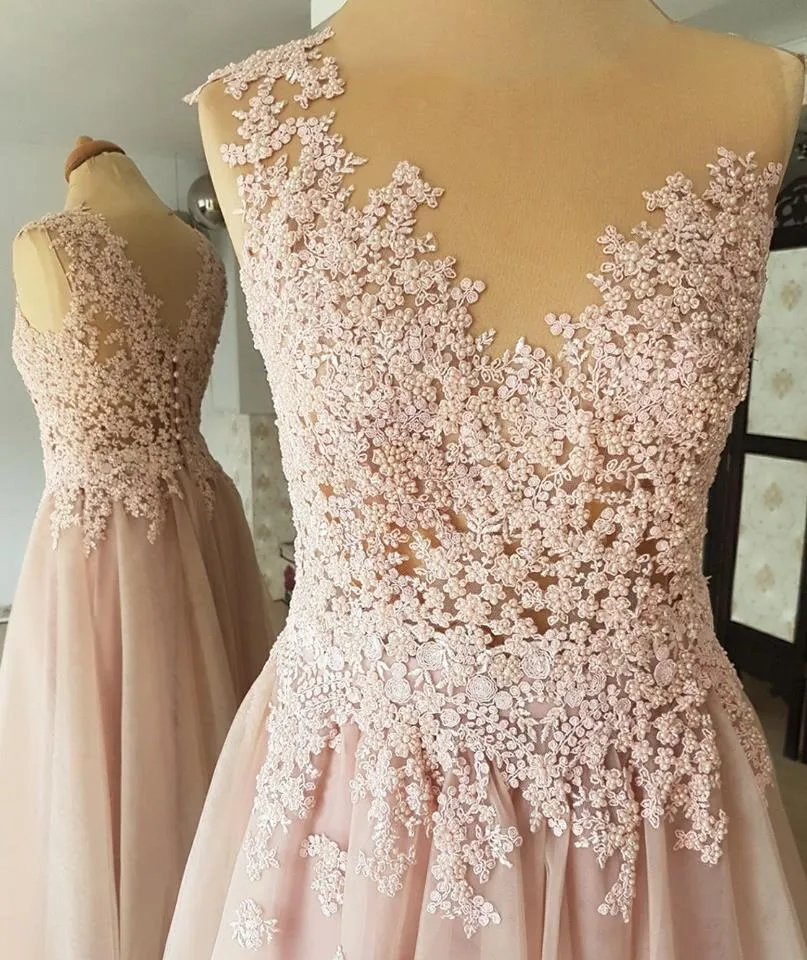 Brilliant Chiffon Jewel Neckline A-line Prom Dresses With Beaded Appliques PD221