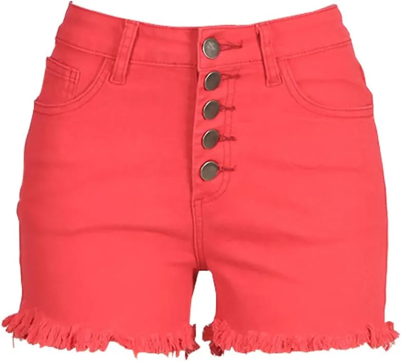 Bunanphy Womens High Waisted Short Raw Hemline Cotton Denim Stretch Summer