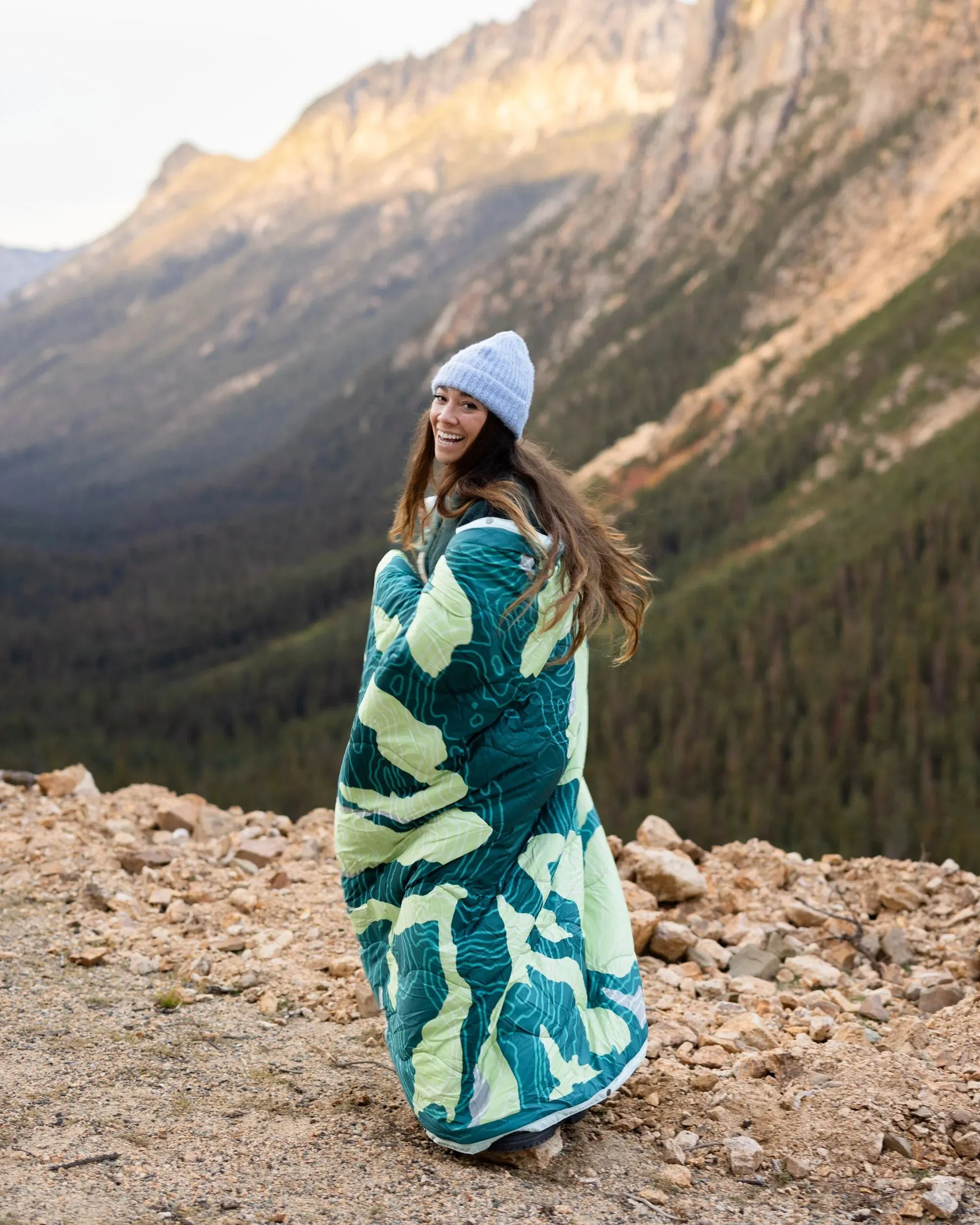 Cabin Recycled Sherpa Blanket - Abstract Mountain Green