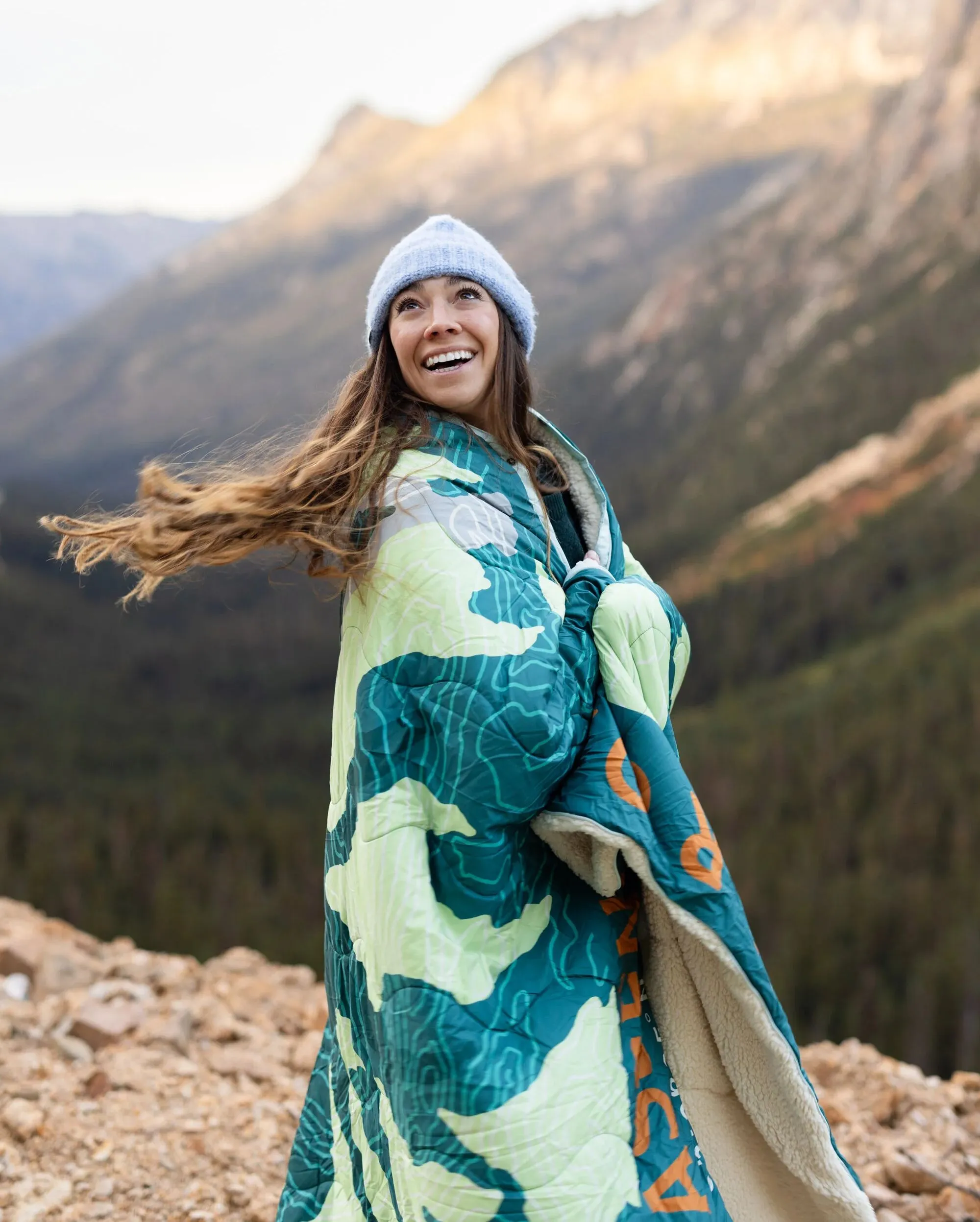 Cabin Recycled Sherpa Blanket - Abstract Mountain Green