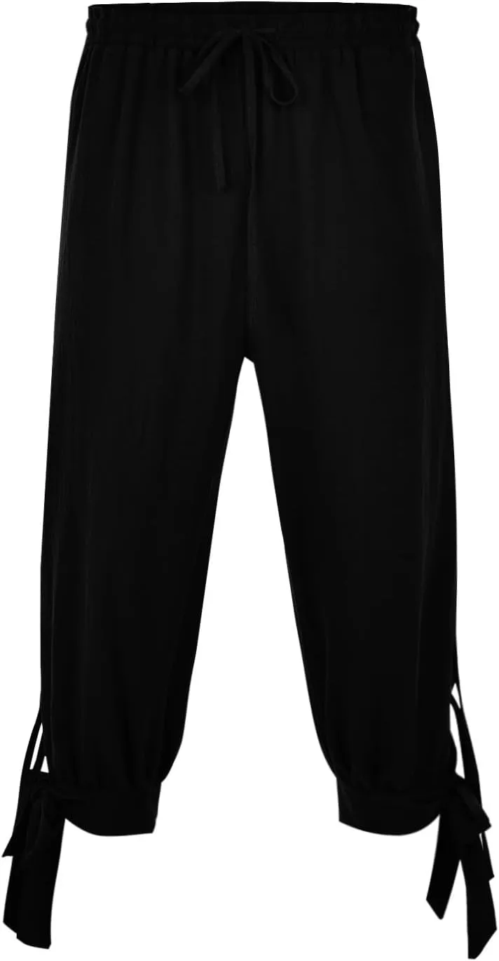 Casual Capri Shorts for Mens Side Ties Mid Rise Drawstring Elastic Waisted Short Pants Slim Fit Summer Beach Leisure Shorts