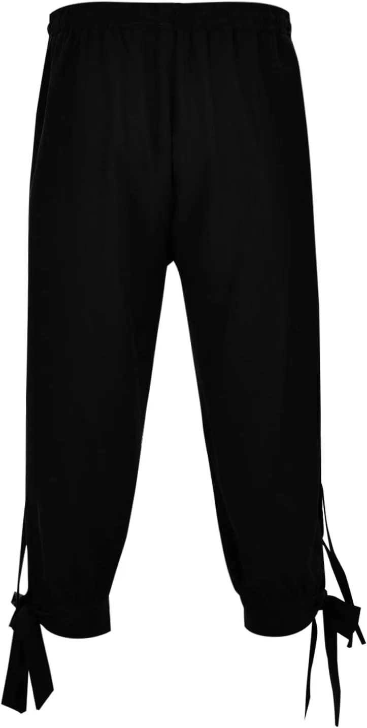 Casual Capri Shorts for Mens Side Ties Mid Rise Drawstring Elastic Waisted Short Pants Slim Fit Summer Beach Leisure Shorts
