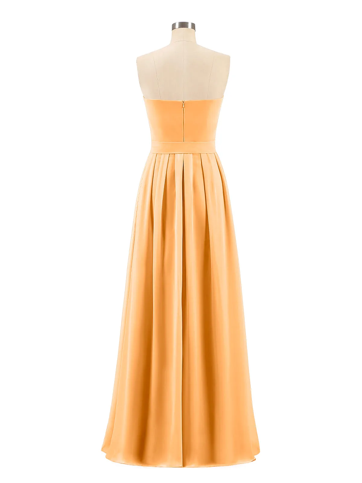 Chiffon Strapless Bridesmaid Gown with Sash-Tangerine