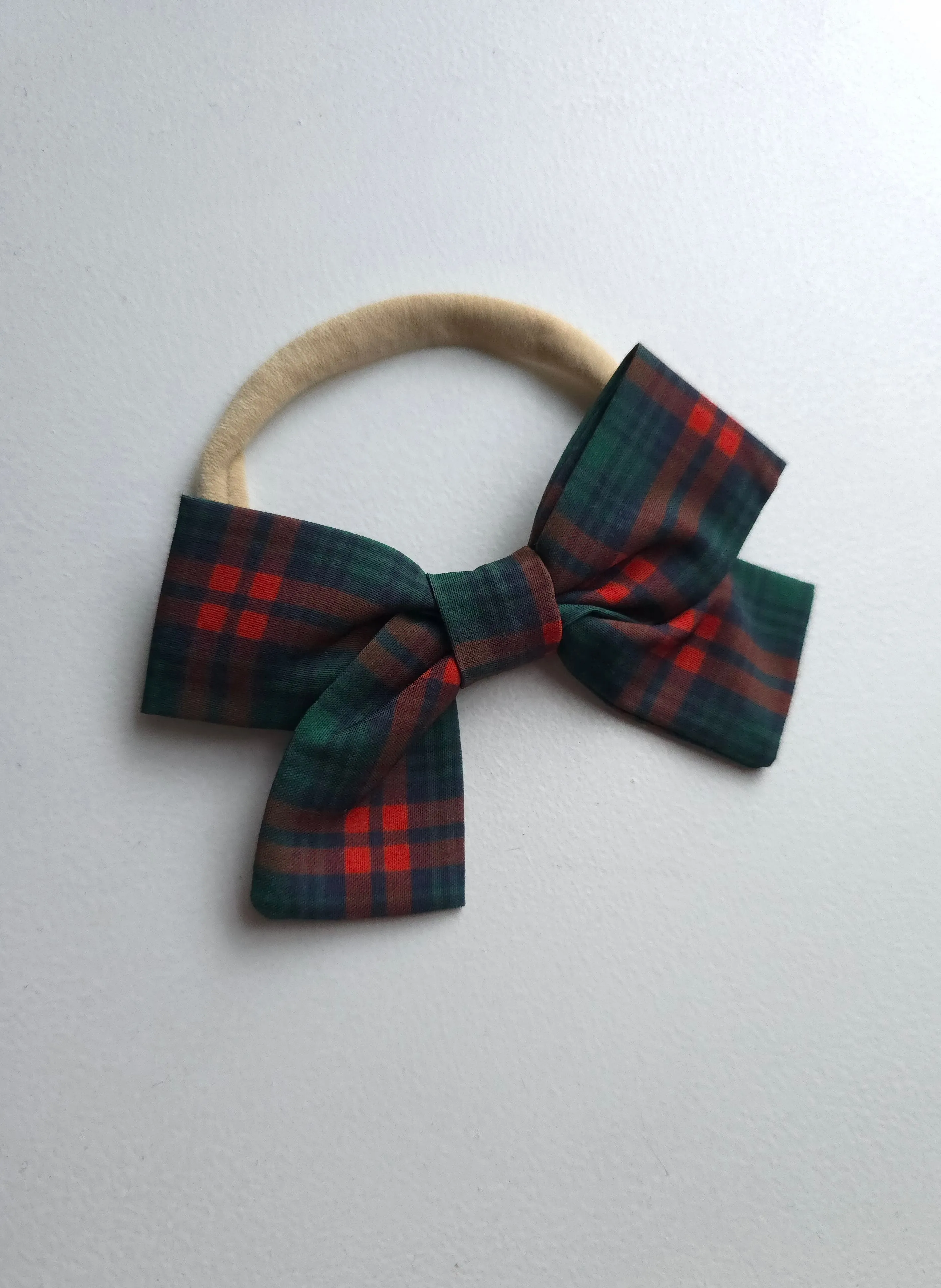 Christmas plaid bow headband