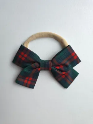 Christmas plaid bow headband