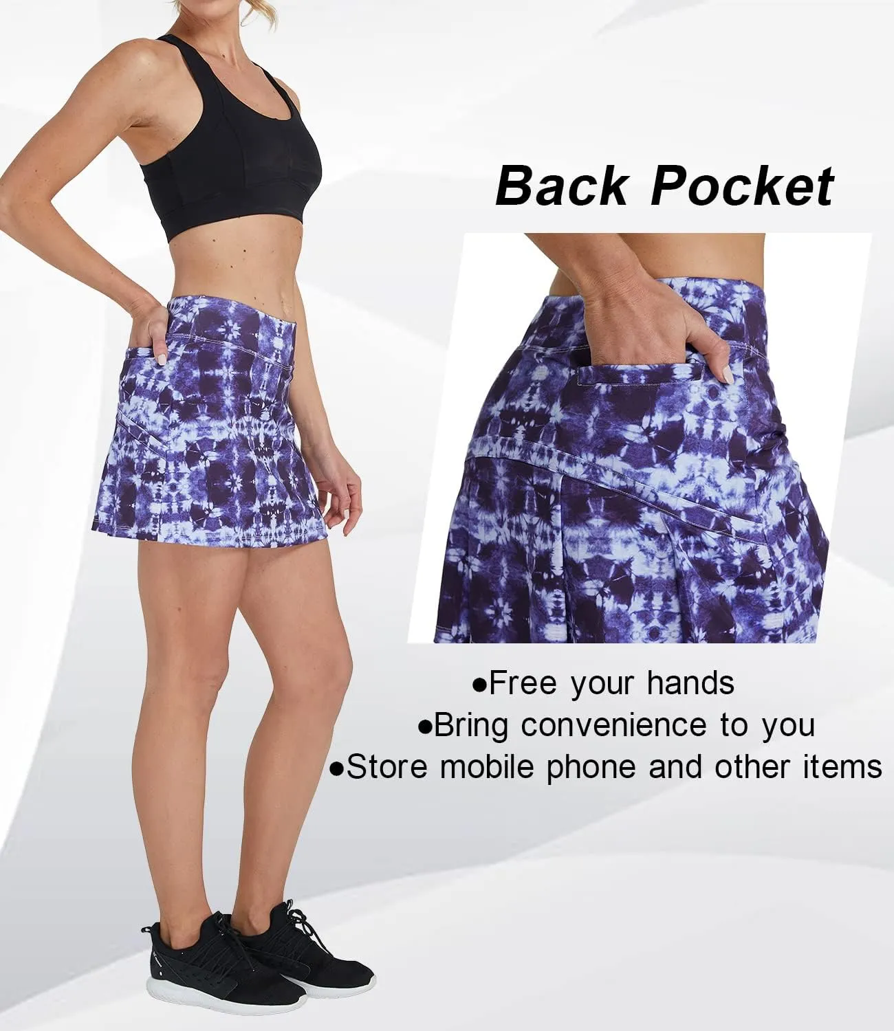 Cityoung Women's Athletic Pleated Golf Skirt with Shorts Pockets Running Tennis Workout Skorts