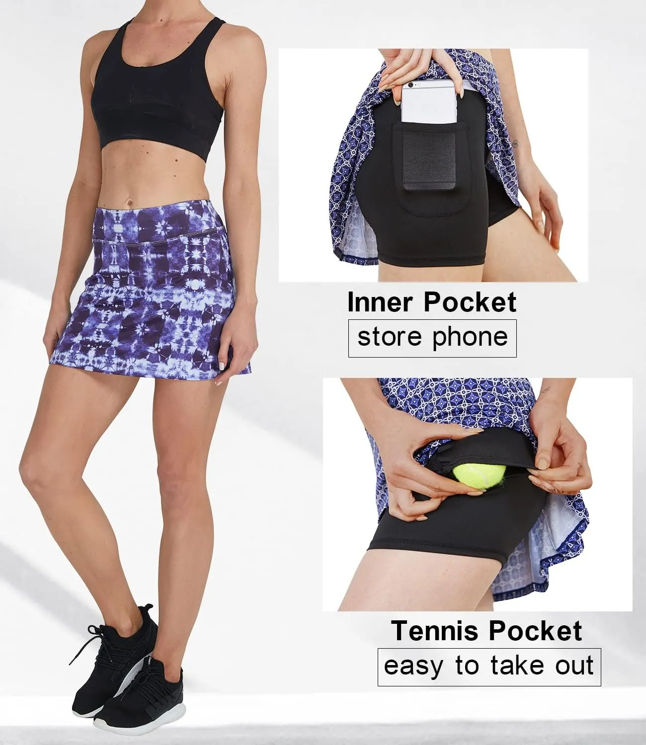 Cityoung Women's Athletic Pleated Golf Skirt with Shorts Pockets Running Tennis Workout Skorts