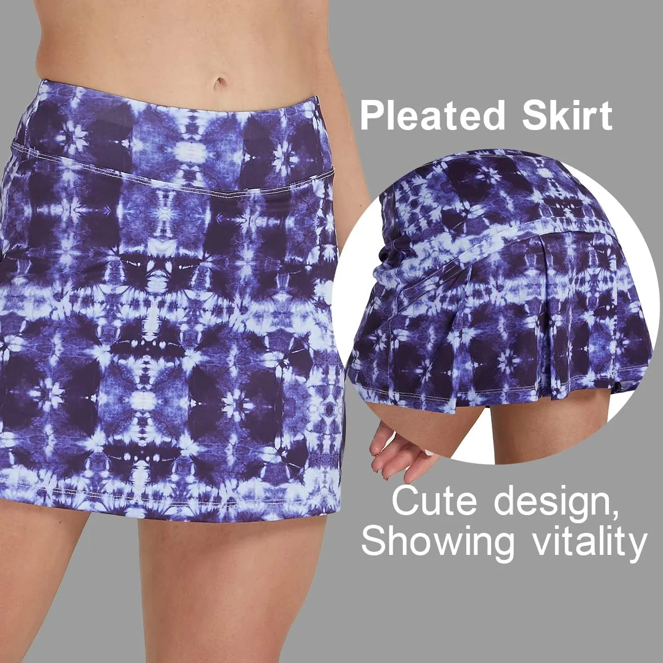 Cityoung Women's Athletic Pleated Golf Skirt with Shorts Pockets Running Tennis Workout Skorts