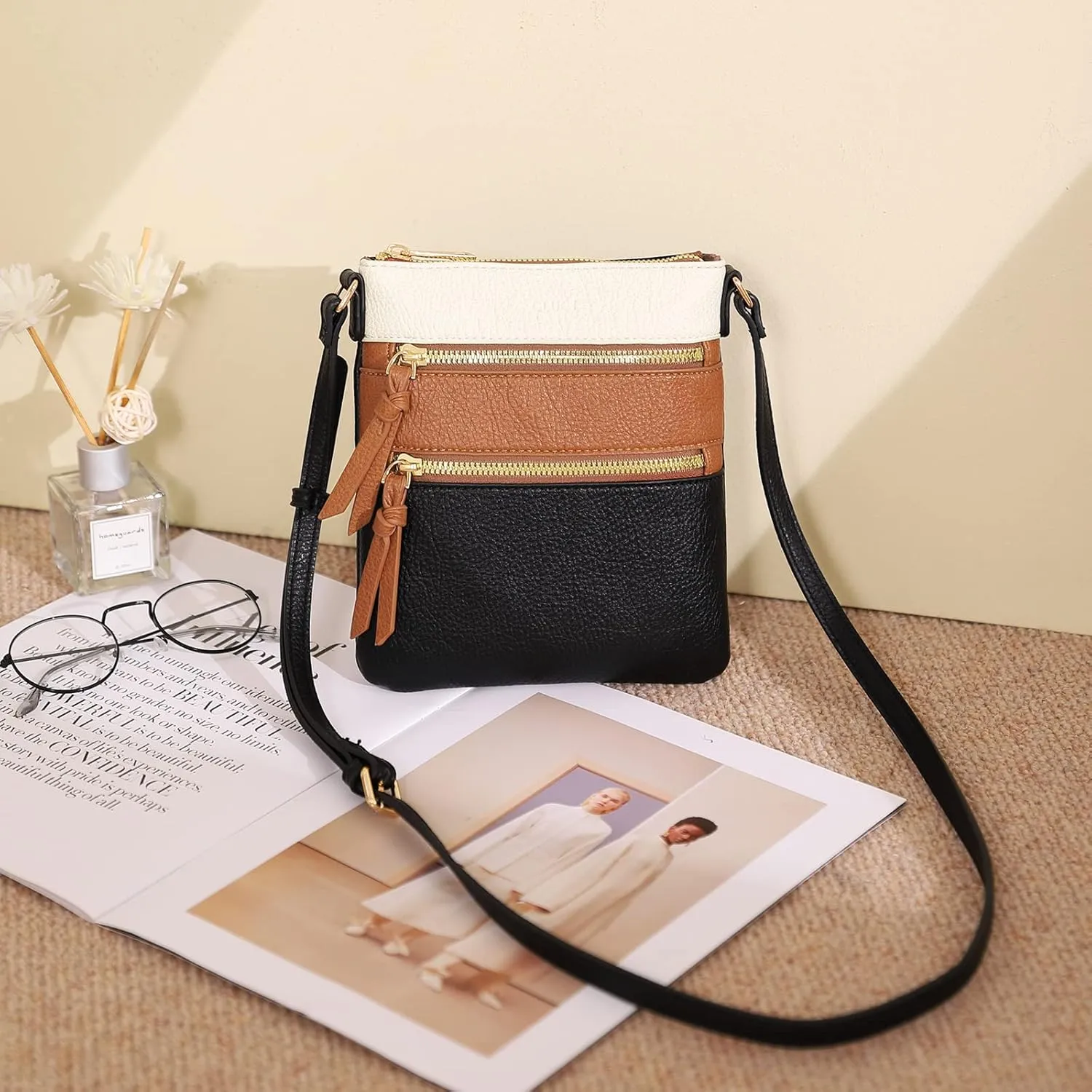 CLUCI Crossbody Purses for Women, Medium Size Zipper Pocket Adjustable Strap, Soft Leather Women's Shoulder Handbags