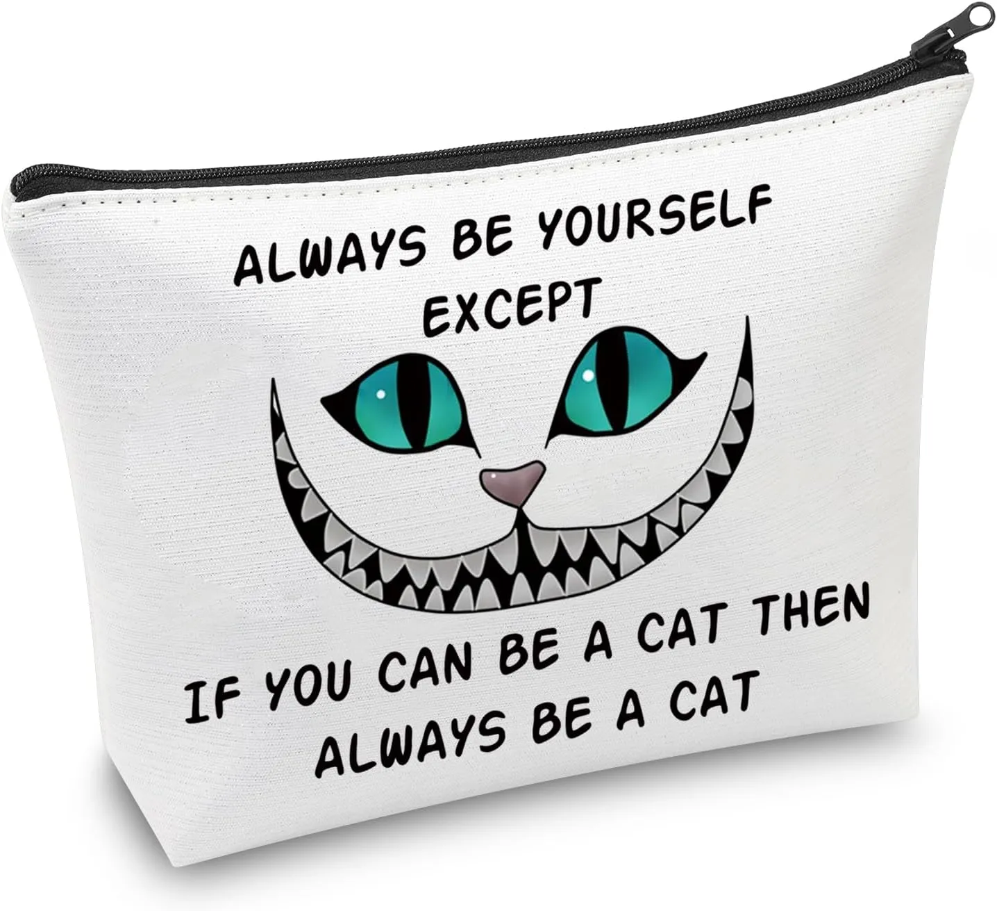 CMNIM Alicie Gift W-rland Cats Face Makeup Bag Cheshi-e Cat Gift Always Be A Cat Zipper Pouch Bag for Alicie Fans Party Favor