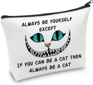 CMNIM Alicie Gift W-rland Cats Face Makeup Bag Cheshi-e Cat Gift Always Be A Cat Zipper Pouch Bag for Alicie Fans Party Favor