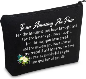 CMNIM Au Pair Gift Cosmetic Bag Thank You Gifts for Au Pair Child Care Gifts for Women Girls To an Amazing Au Pair Thank You for All You Do (Au Pair Black MB)