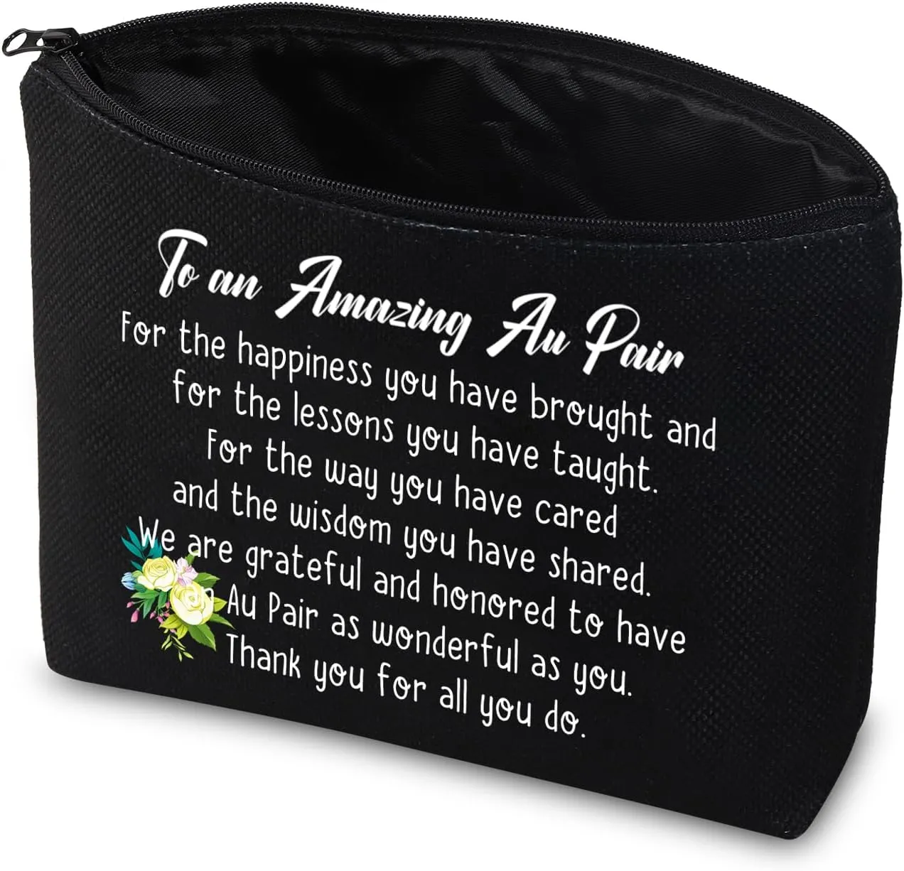 CMNIM Au Pair Gift Cosmetic Bag Thank You Gifts for Au Pair Child Care Gifts for Women Girls To an Amazing Au Pair Thank You for All You Do (Au Pair Black MB)