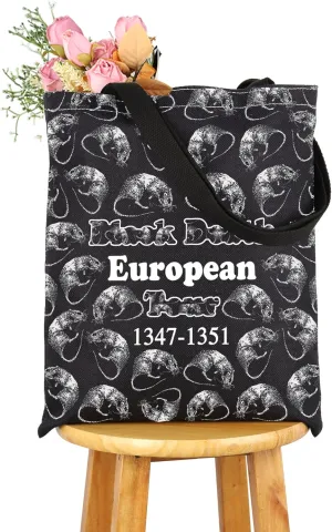 CMNIM Black Death European Tour Tote Bag Plague Rat Medieval History Goth Merch Gifts Horrific Plague Rat Gothic Shopping Bag