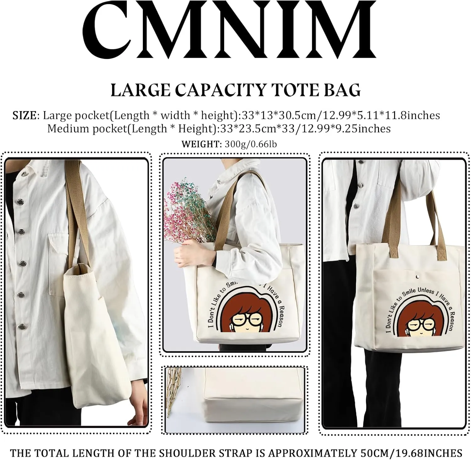 CMNIM Dariia Merchandise Gift Dariia Makeup Bag 90s Tv Show Merch for Fans I Don't Like To Smile Unless I Have a Reason (I Don't Like To Smile Large TB)