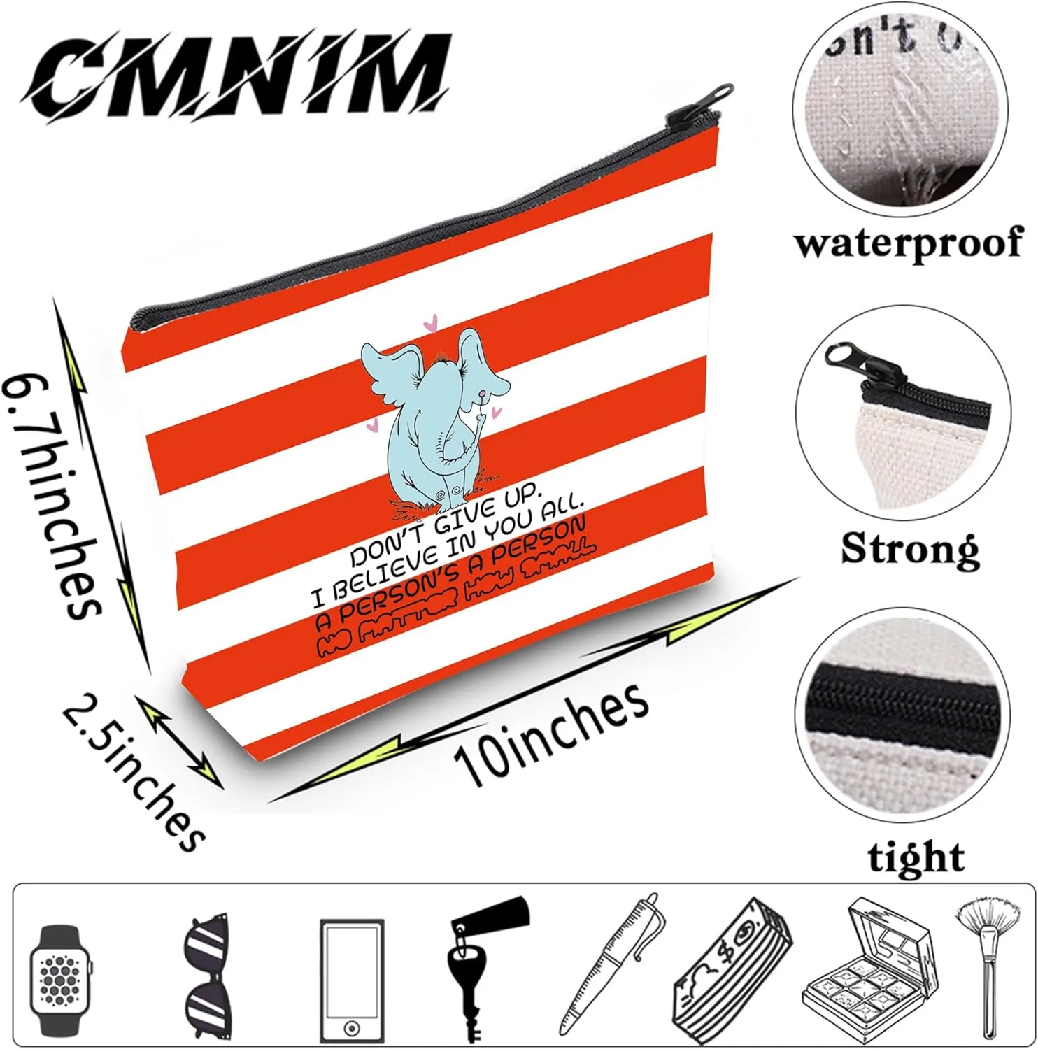 CMNIM Dr Book Gifts Dr Inspired Makeup Bag DR Quote Musical Gift for DR Fans A Person No Small Quotes Bag