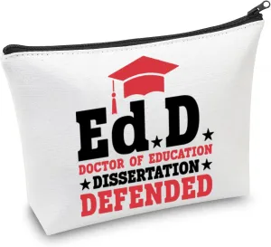 CMNIM EdD Gift Doctor Of Education Dissertation Defended Makeup Bag for Doctorate Graduation Gift for Her