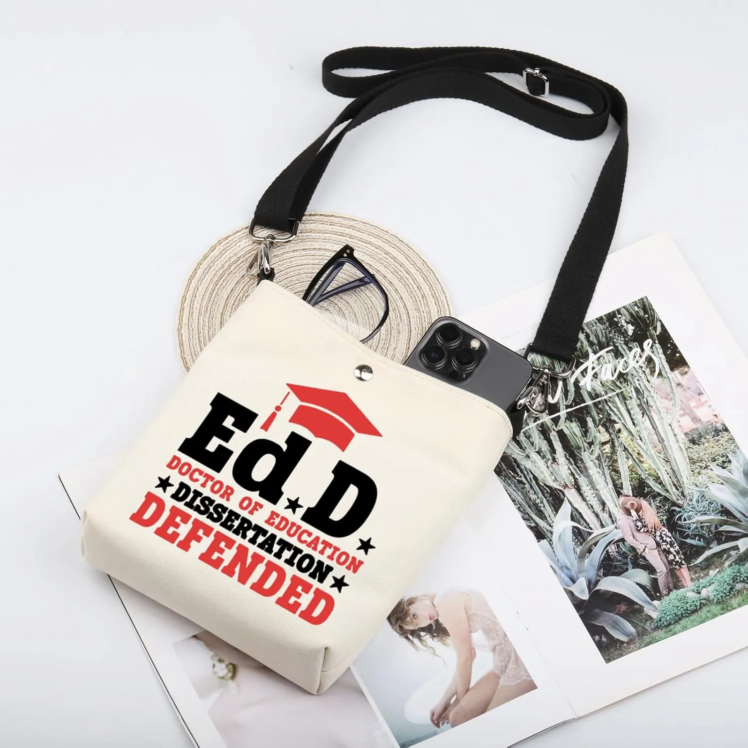 CMNIM EdD Gift Doctor Of Education Dissertation Defended Makeup Bag for Doctorate Graduation Gift for Her