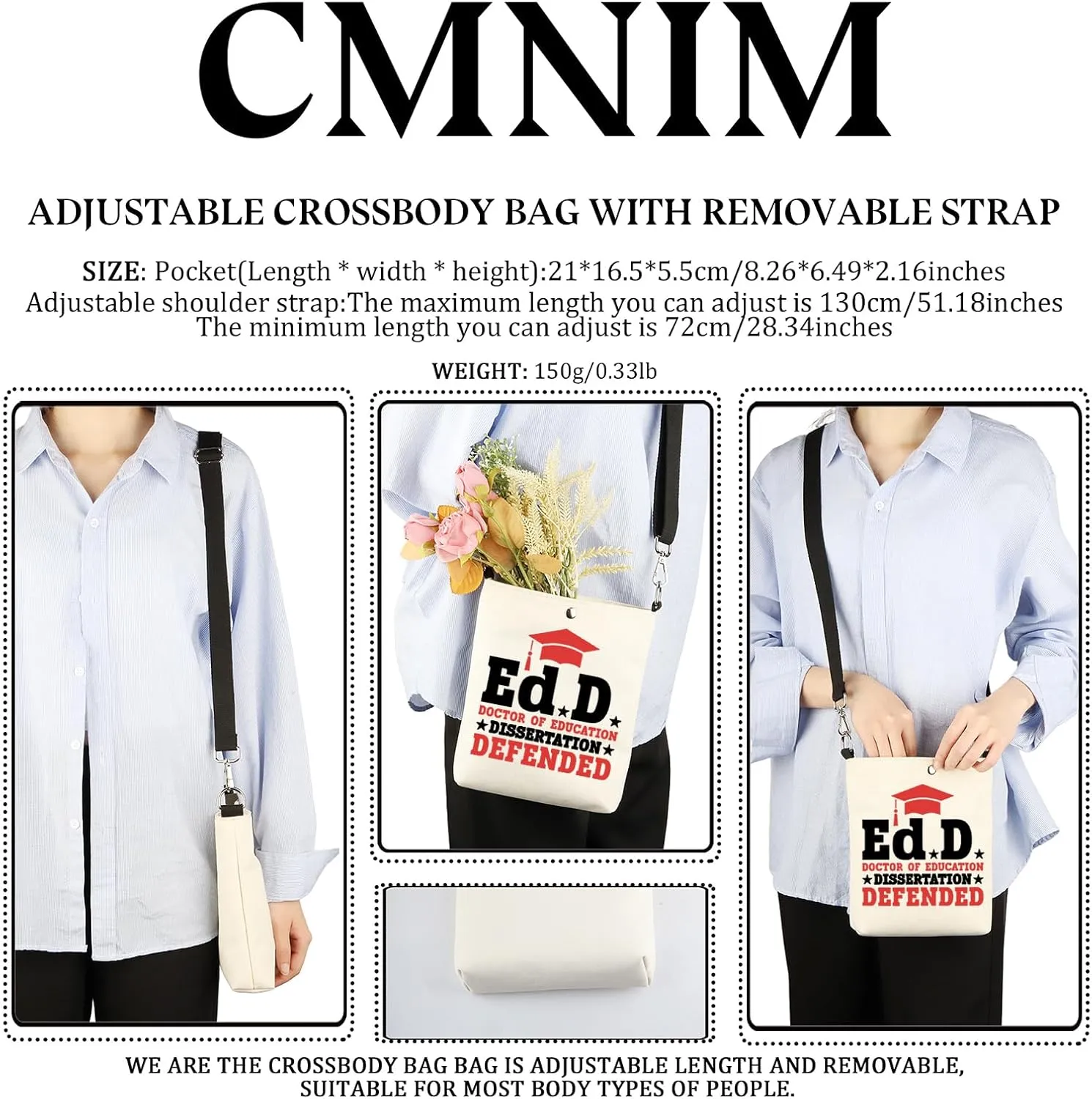 CMNIM EdD Gift Doctor Of Education Dissertation Defended Makeup Bag for Doctorate Graduation Gift for Her