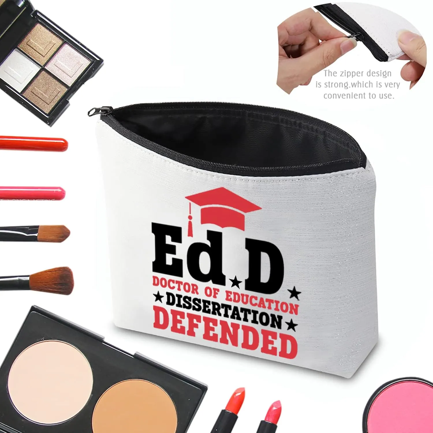 CMNIM EdD Gift Doctor Of Education Dissertation Defended Makeup Bag for Doctorate Graduation Gift for Her