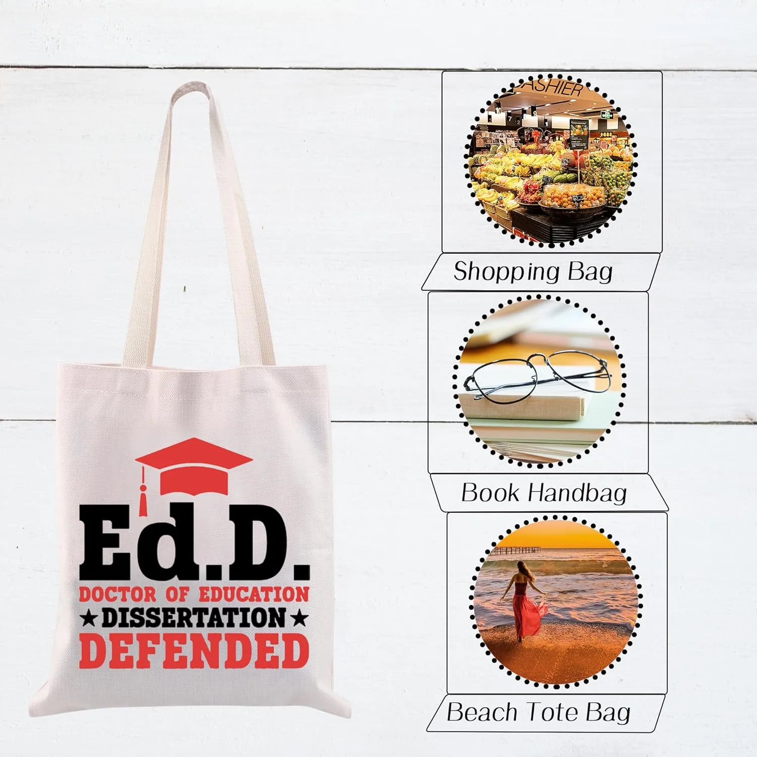 CMNIM EdD Gift Doctor Of Education Dissertation Defended Makeup Bag for Doctorate Graduation Gift for Her