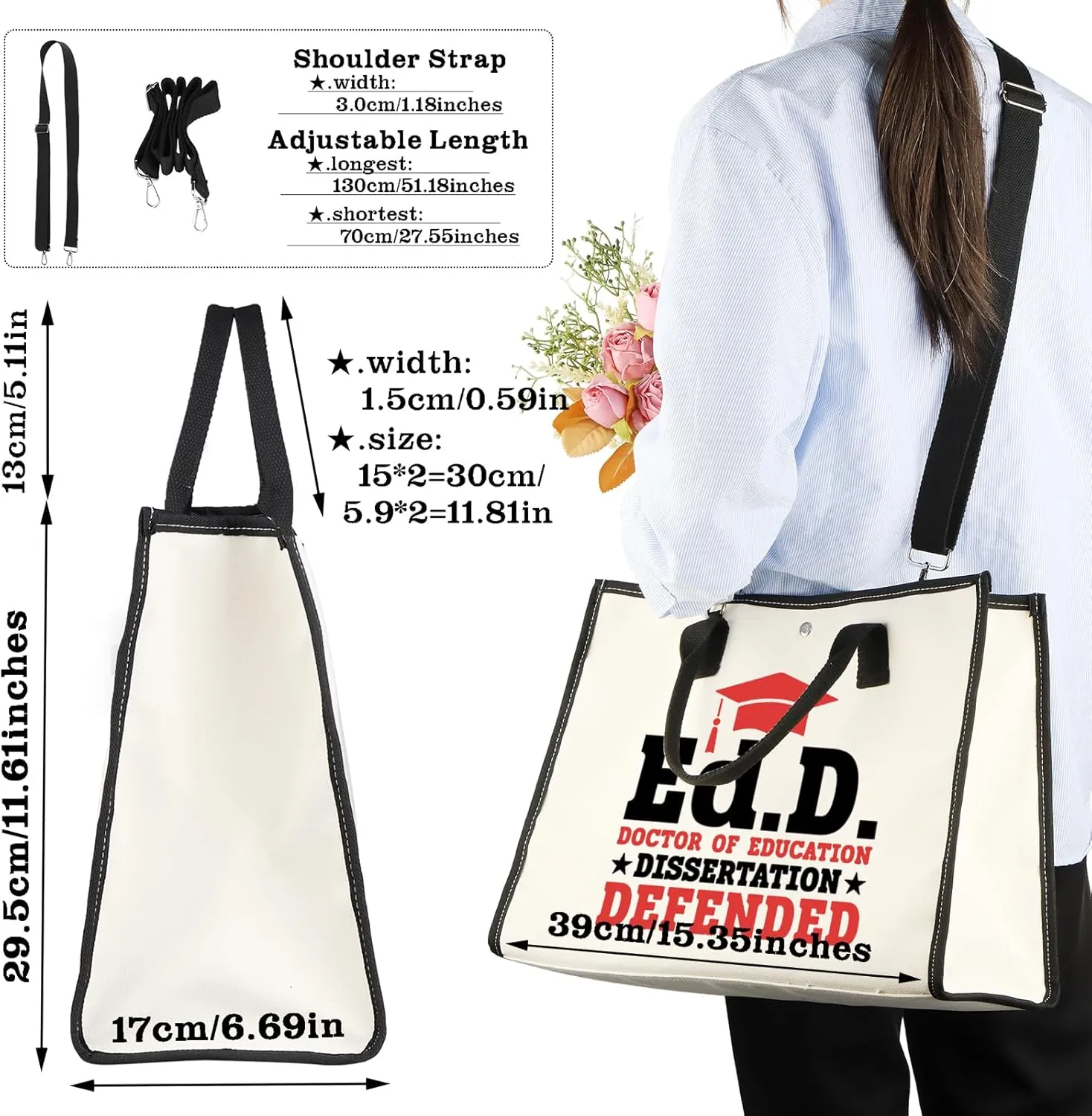 CMNIM EdD Gift Doctor Of Education Dissertation Defended Makeup Bag for Doctorate Graduation Gift for Her