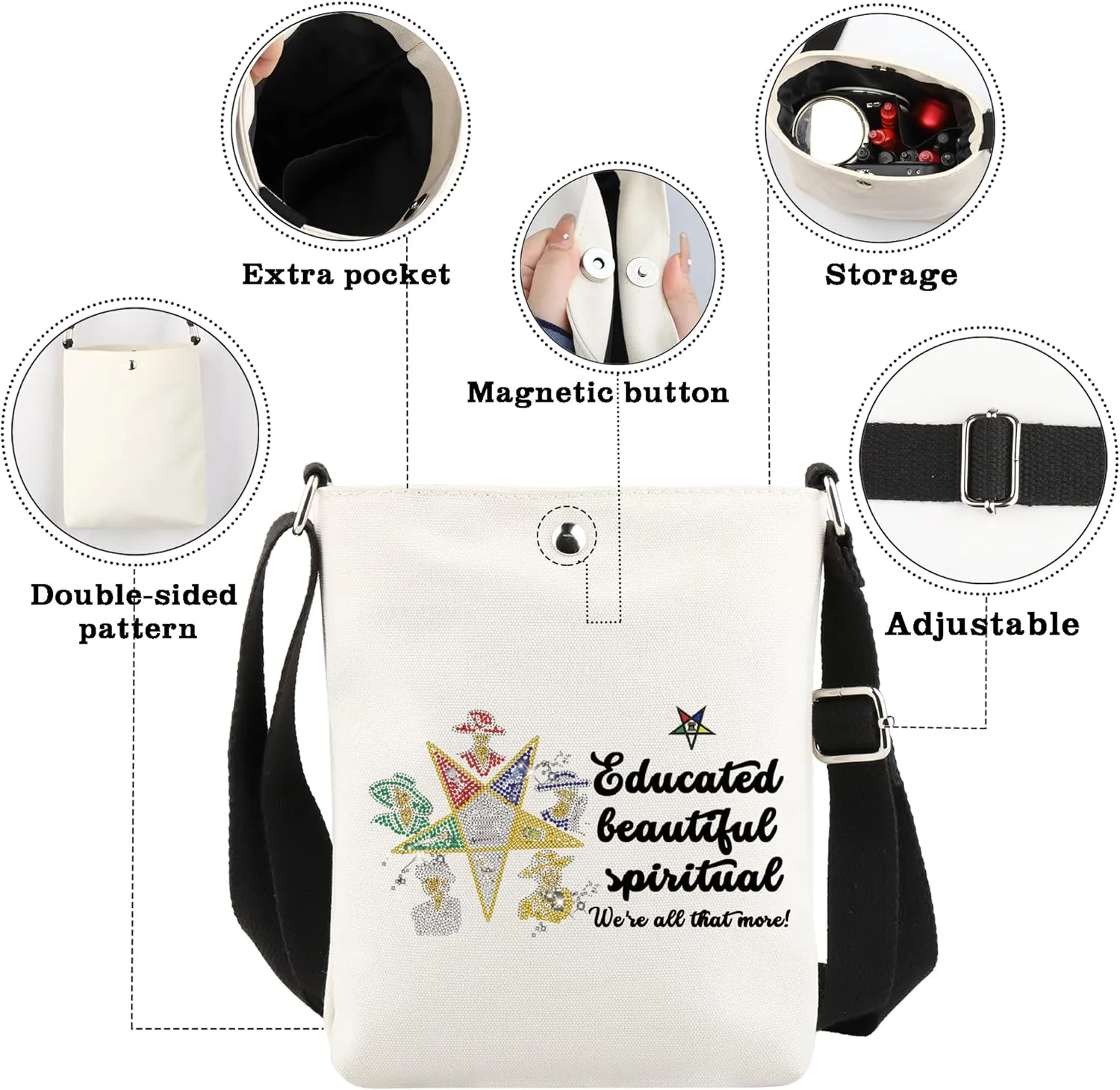 CMNIM Order Of The Eastern Star Gift OES Sistar Cosmetic Bag Educated Beautiful Spiritual OES Sorority Gift for Diva Sistar