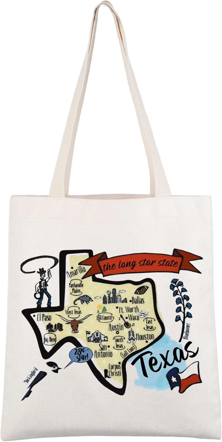 CMNIM Texas Gifts Texas State Tote Bag Moving Away Texas Gift Texas Welcome Gift Texas Travel Grocery Reusable Shopping Bag