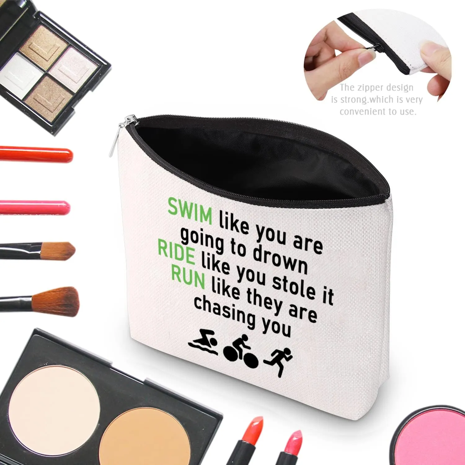 CMNIM Triathlon Bag Transition Gift Swim Bike Run Makeup Bag Triathlete gift for Runner Triathlon Athlete Sport Lover (Swim Bike Run Makeup Bag)