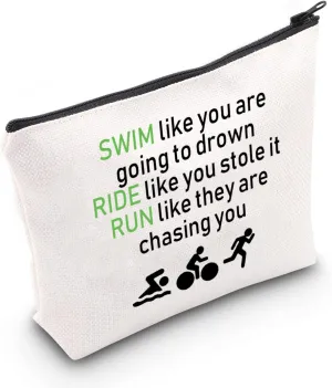 CMNIM Triathlon Bag Transition Gift Swim Bike Run Makeup Bag Triathlete gift for Runner Triathlon Athlete Sport Lover (Swim Bike Run Makeup Bag)