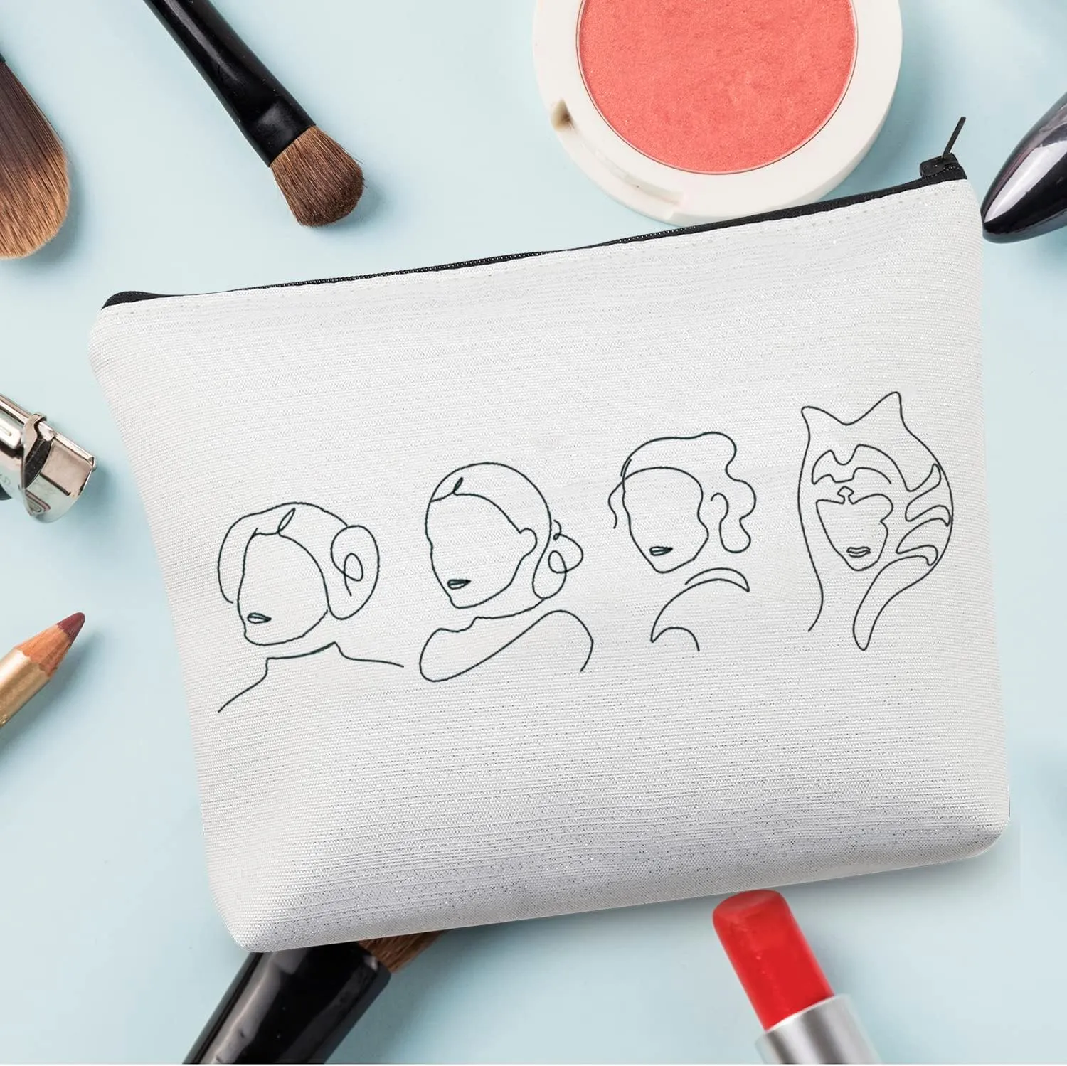 CMNIM Women of Star Movie Makeup Bag Girls Power Gift Princess Character Art Zipper Pouch for Wars Fans Travel Toiletry Bag (Women of Star MB)