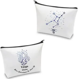 CMNIM Zodiac Sign Cosmetic Makeup Bag,Zodiac Sign Stuff Gift,Horoscope Gift,12 Zodiac Constellation Zipper Pouch,Zodiac Sign Pattern Toiletry Bag,12 Constellation Birthday Gift(Virgo Makeup Bag)