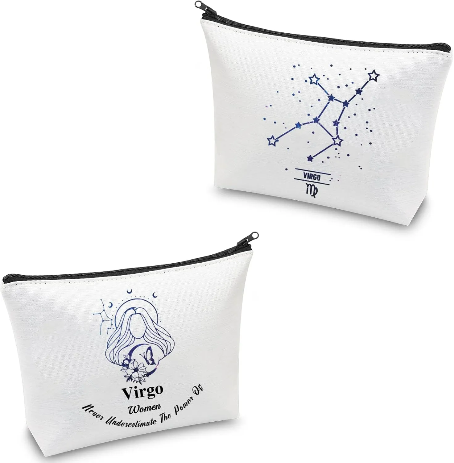 CMNIM Zodiac Sign Cosmetic Makeup Bag,Zodiac Sign Stuff Gift,Horoscope Gift,12 Zodiac Constellation Zipper Pouch,Zodiac Sign Pattern Toiletry Bag,12 Constellation Birthday Gift(Virgo Makeup Bag)