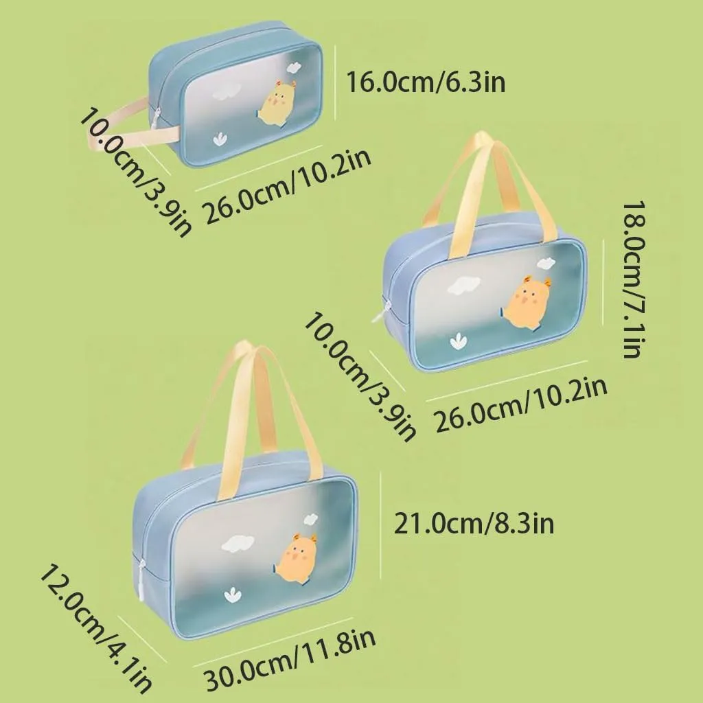 Convenient Large Capacity Cute Toiletry Bag Plastic Travel Wash with Handle Portable Makeup Storage Bag Practical