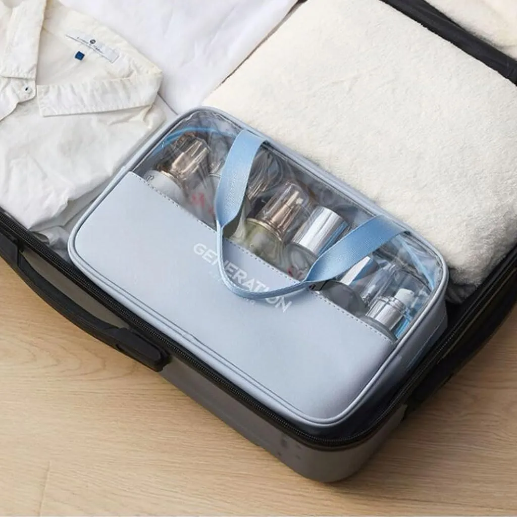 Convenient Transparent Travel Toiletry Bag Plastic Organizer Shower Bag with Handle Portable Makeup Wash Bag Practical