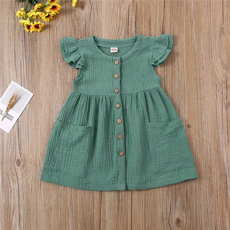 Cotton Muslin Sunders for Toddler Girl, Kids Casual Summer Dresses