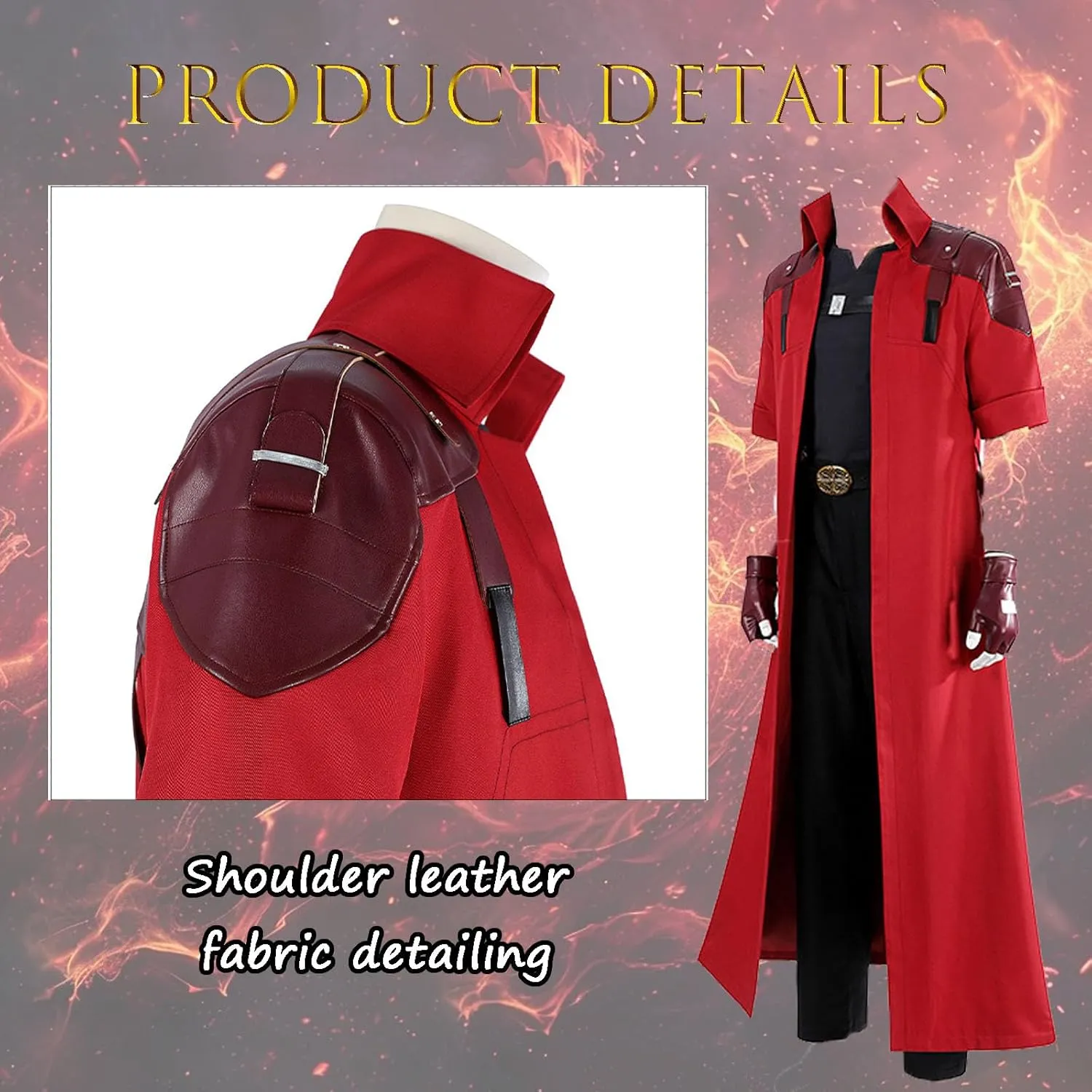 Dante Cosplay Costume Set Men's Cosplay Red Trench Coat with Wig Halloween Cosplay Costume for Adult