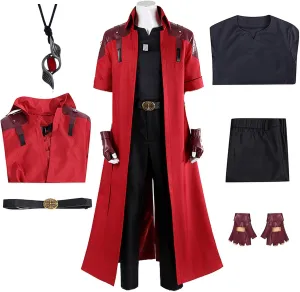 Dante Cosplay Costume Set Men's Cosplay Red Trench Coat with Wig Halloween Cosplay Costume for Adult