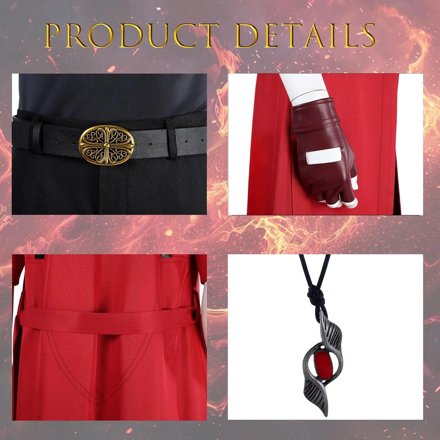 Dante Cosplay Costume Set Men's Cosplay Red Trench Coat with Wig Halloween Cosplay Costume for Adult