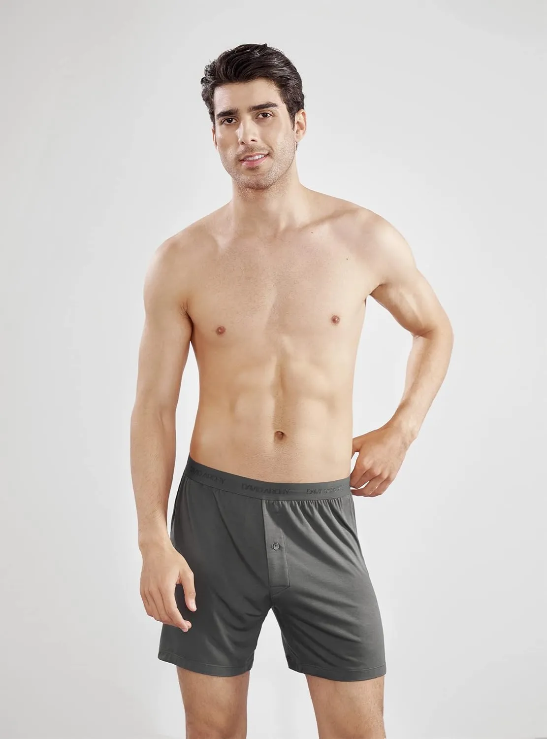 DAVID ARCHY Mens Underwear Bamboo Rayon Boxers for Men Breathable and Cool Men's Boxer Shorts with Button Fly 3 or 5 Pack