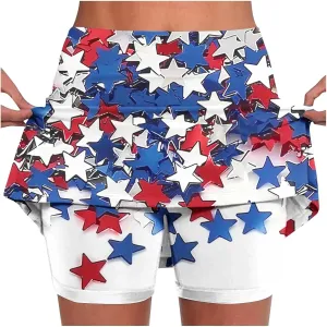 DDAPJ pyju 4th of July Tennis Skirt for Women High Waisted Athletic Skorts Running Workout Patriotic Skirts Skirted Shorts