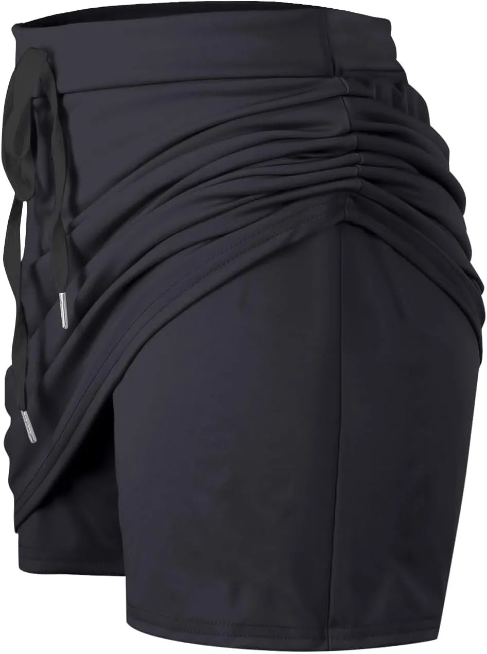 DDAPJ pyju Tennis Skirts for Women Summer Drawstring High Waisted Golf Skorts Running Athletic Skorts for Pickleball Casual