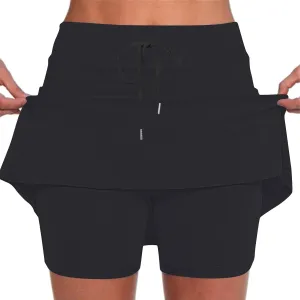 DDAPJ pyju Tennis Skirts for Women Summer Drawstring High Waisted Golf Skorts Running Athletic Skorts for Pickleball Casual