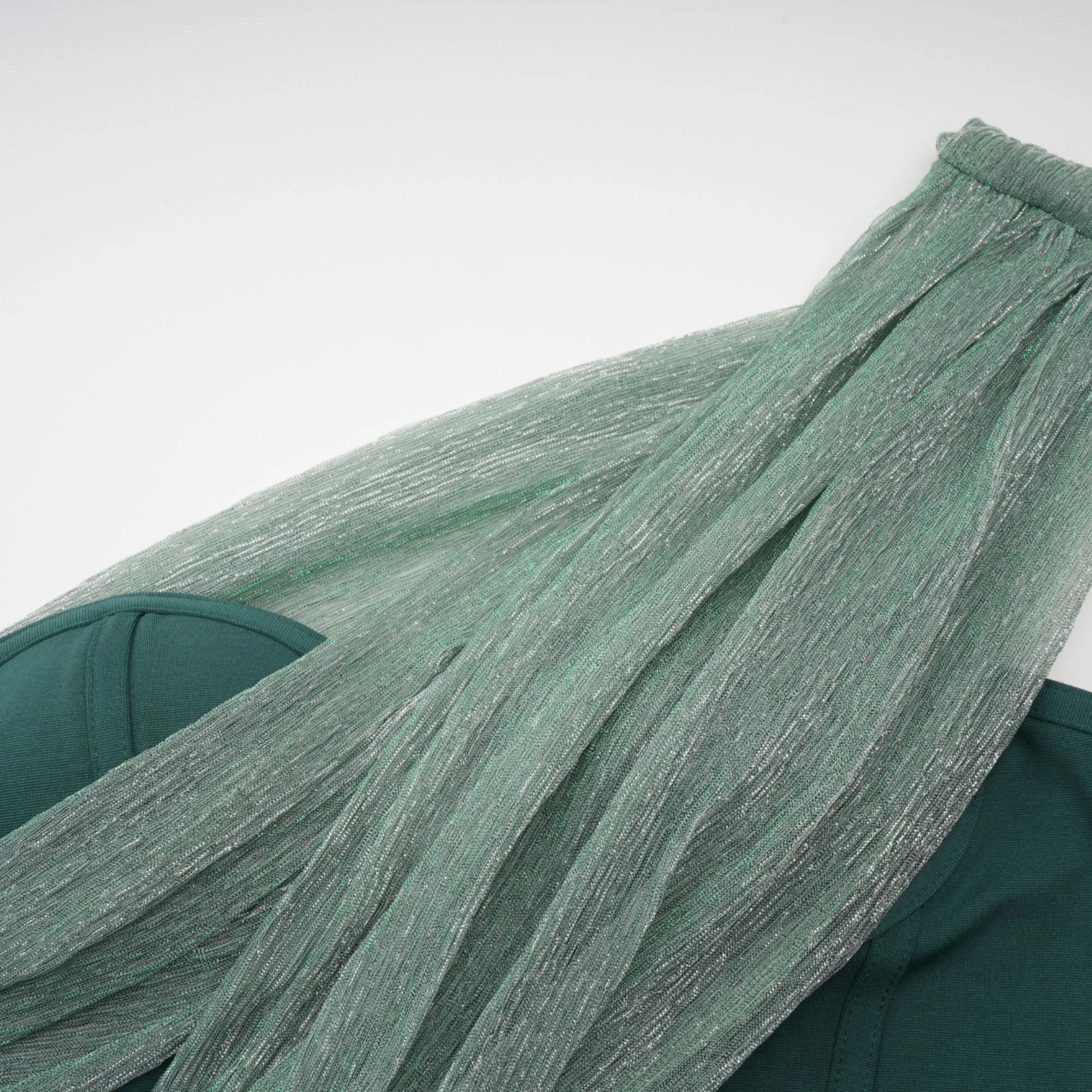 Delphine ribbon-design corset maxi dress in Green