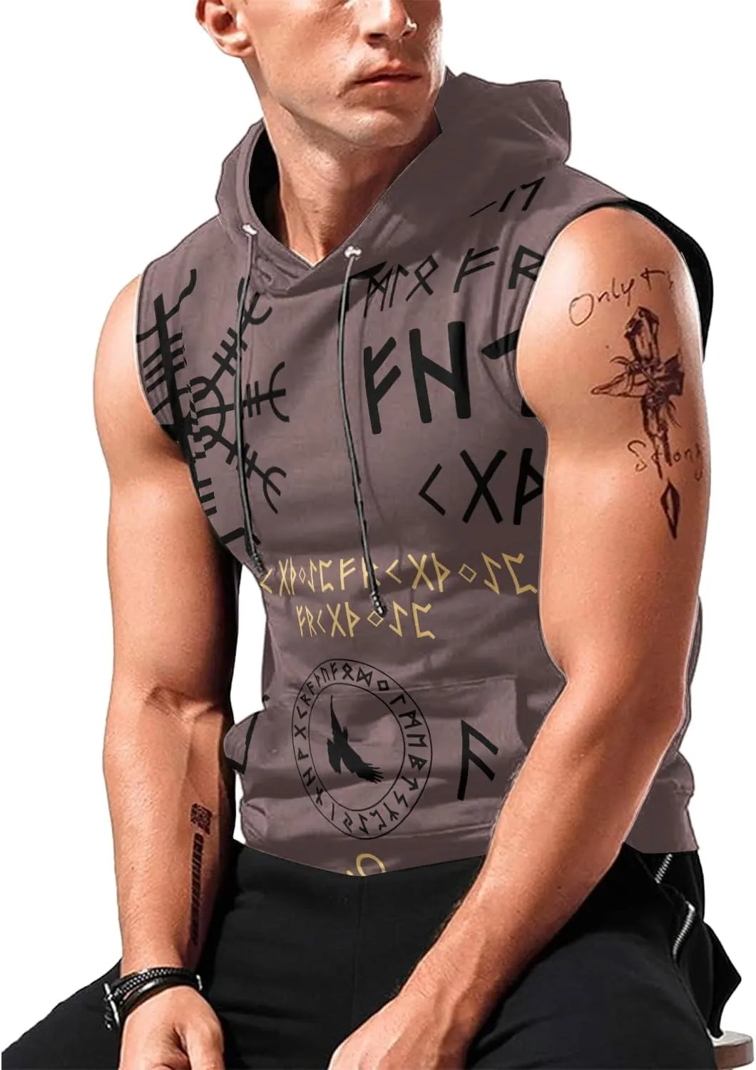 Desantiago Men's Dry Fit Moisture Wicking Tech Quick Dry Sleeveless Shirts Mesh Hoodie Active Athletic Tank Tops