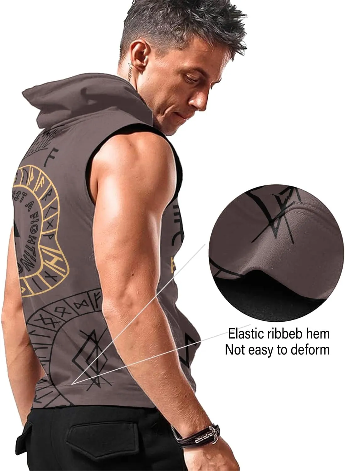 Desantiago Men's Dry Fit Moisture Wicking Tech Quick Dry Sleeveless Shirts Mesh Hoodie Active Athletic Tank Tops