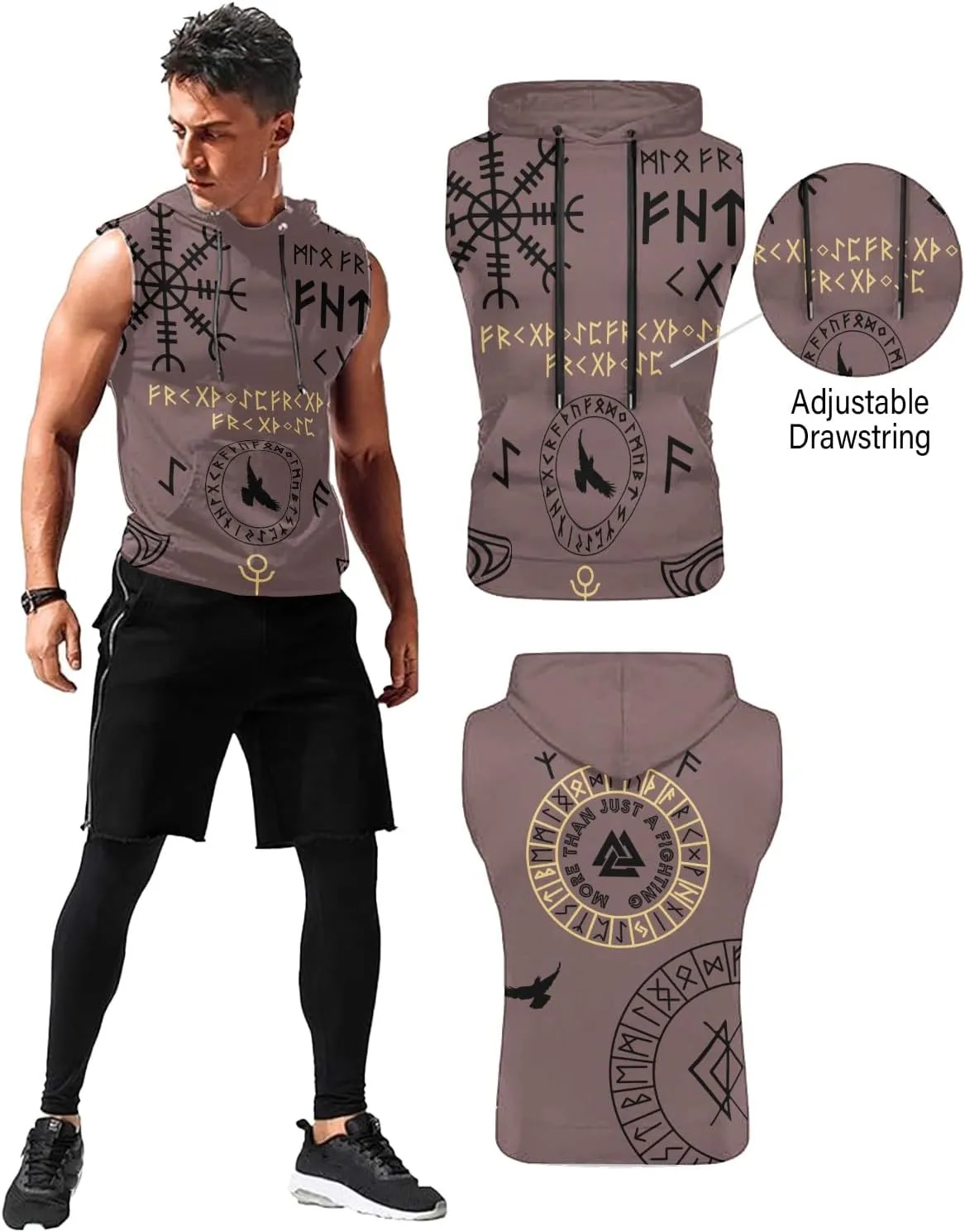 Desantiago Men's Dry Fit Moisture Wicking Tech Quick Dry Sleeveless Shirts Mesh Hoodie Active Athletic Tank Tops