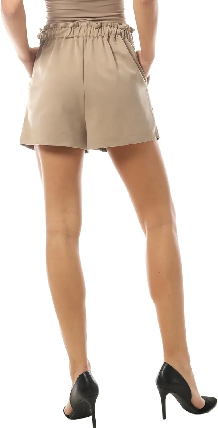 Design by Olivia Women's Dressy Casual Elastic High Waist Trouser Shorts with Pockets