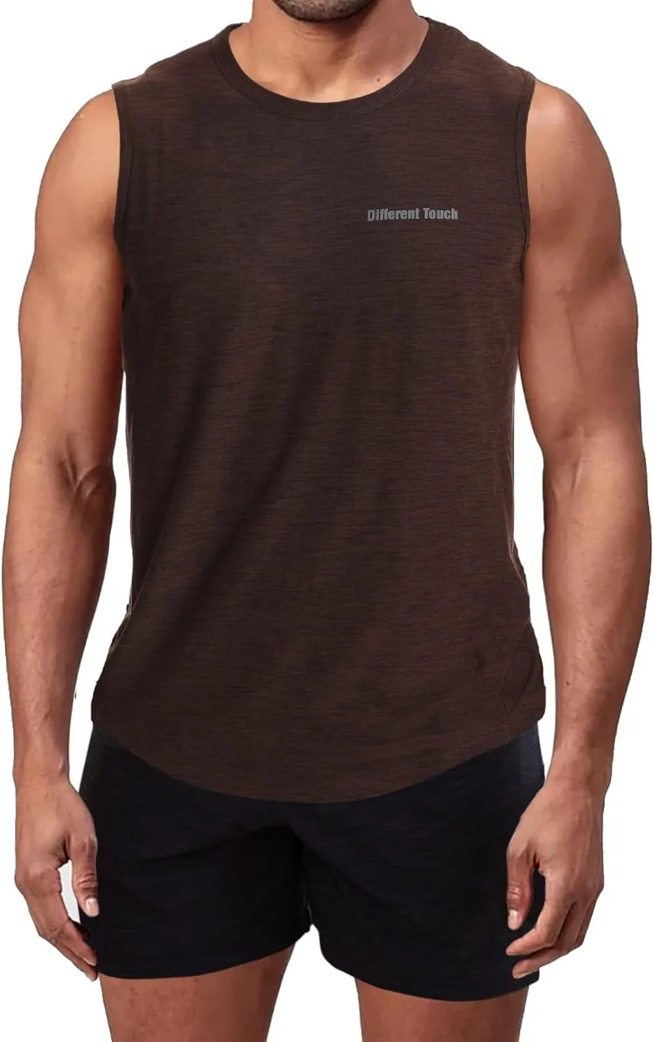 Different Touch Mens Active Gym Workout Sleeveless Shirt Quick Dry Crew Neck Muscle Tank Top